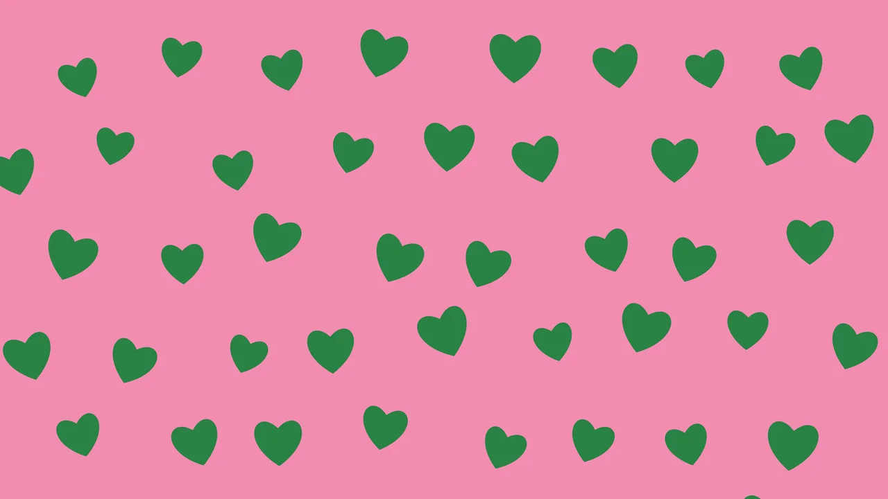 Pink and Green Heart Pattern desktop wallpaper in 4K