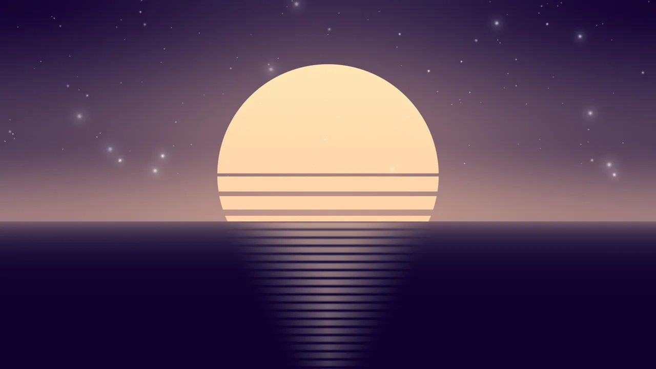 Pink Sunset Retro Striped Sun desktop wallpaper in 4K