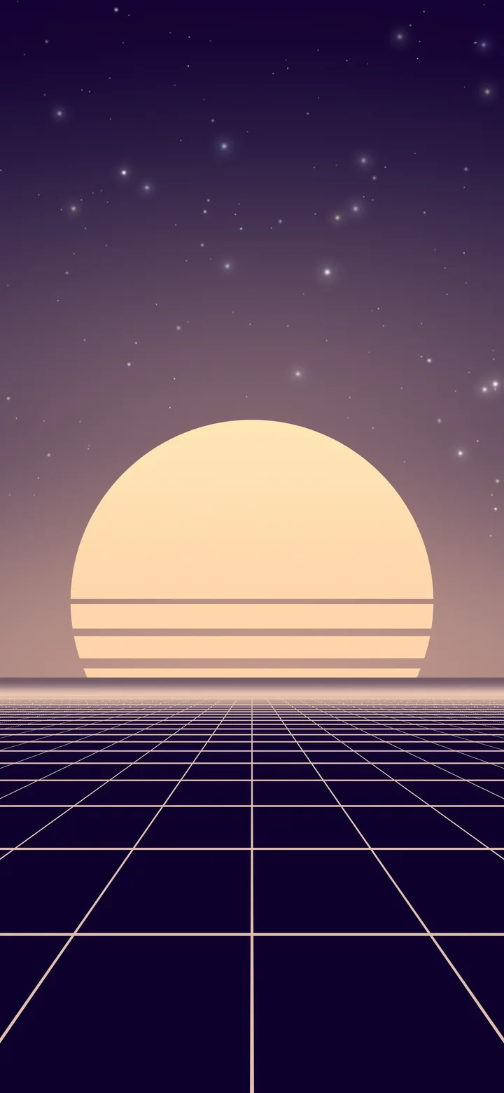 Pink Synthwave Grid Sunset wallpaper for iPhone and Android