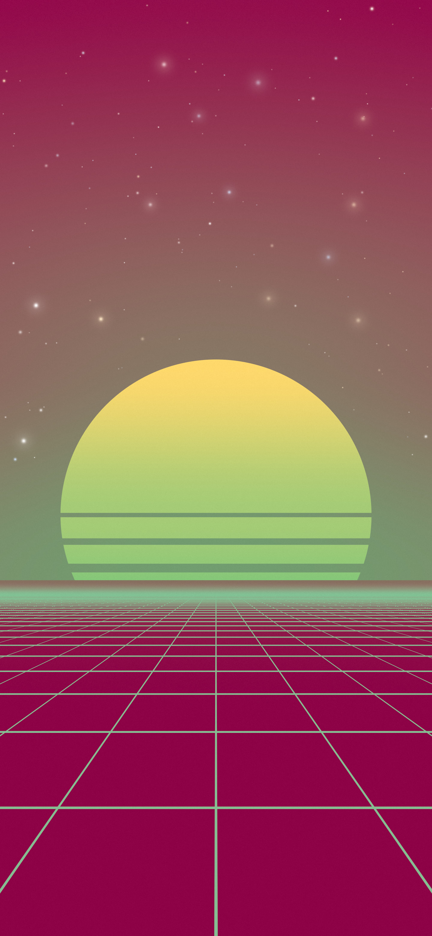 Preppy Pink and Green Synthwave Grid Sunset wallpaper for iPhone and Android