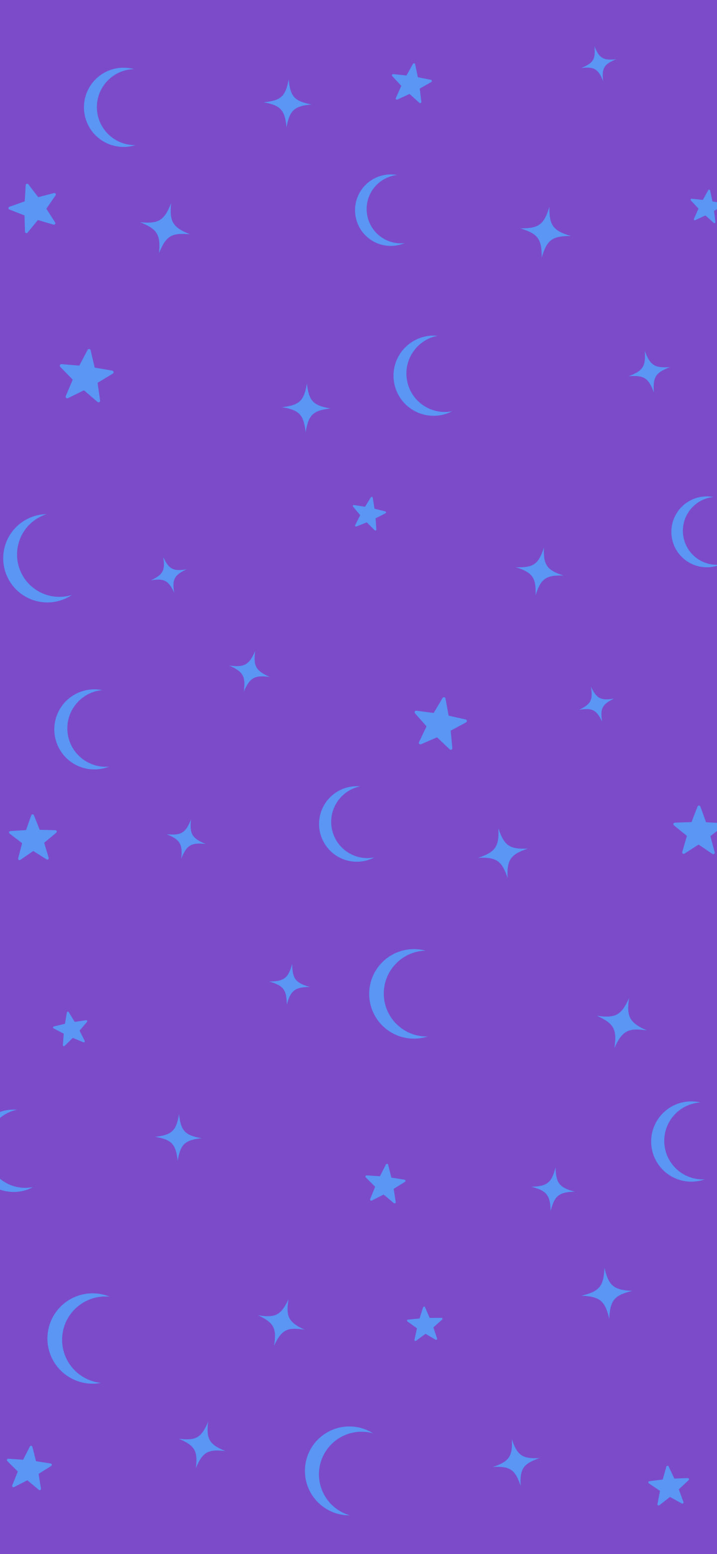 Purple and Blue Moon and Stars Pattern wallpaper for iPhone and Android