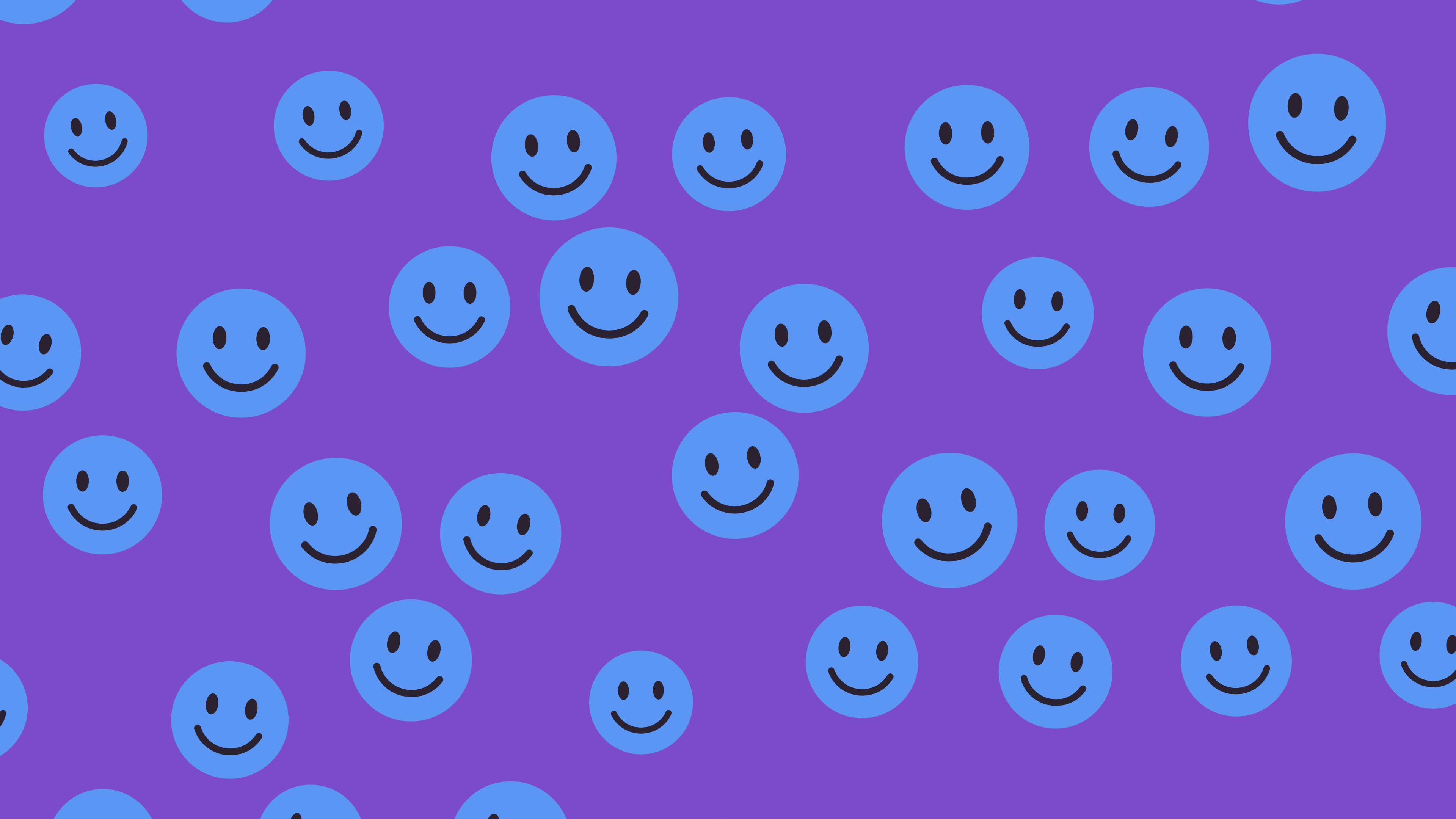 Purple and Blue Smiley Face Pattern desktop wallpaper in 4K