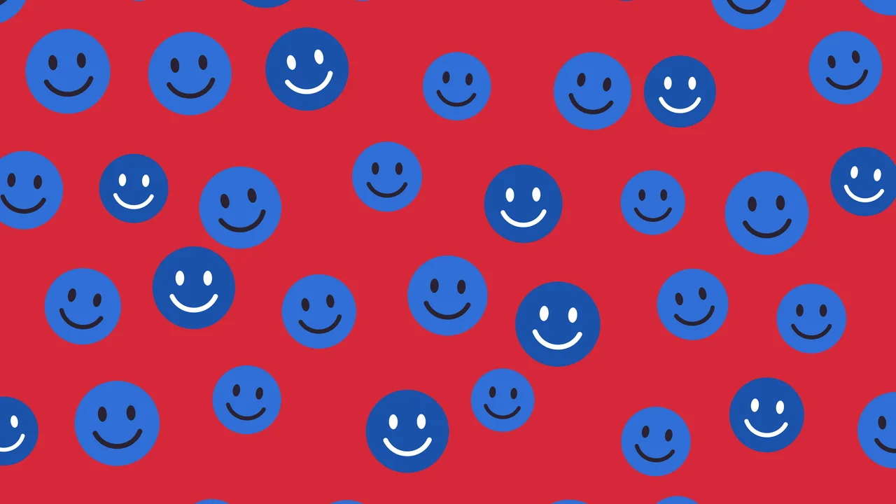 Red and Blue Smiley Face Pattern desktop wallpaper in 4K