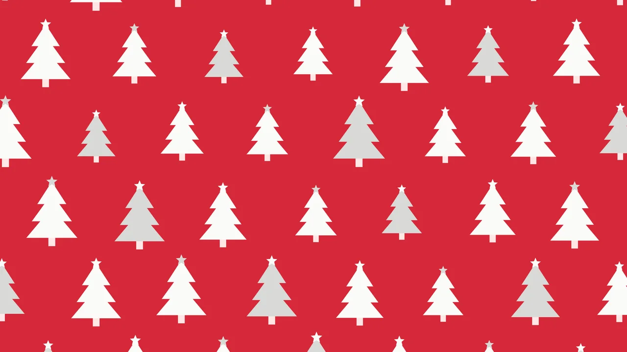 Red and White Christmas Tree Pattern desktop wallpaper in 4K