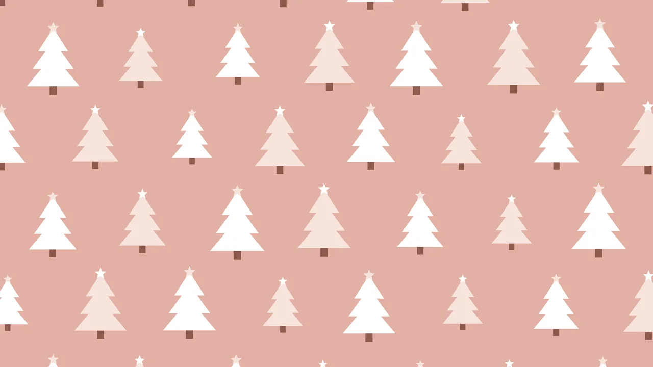 Rose Gold Christmas Tree Pattern desktop wallpaper in 4K