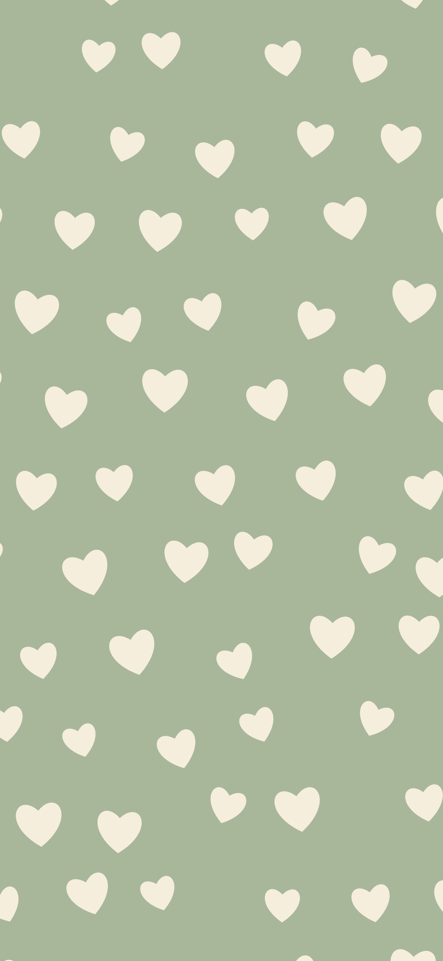 Sage Green and Cream Heart Pattern wallpaper for iPhone and Android