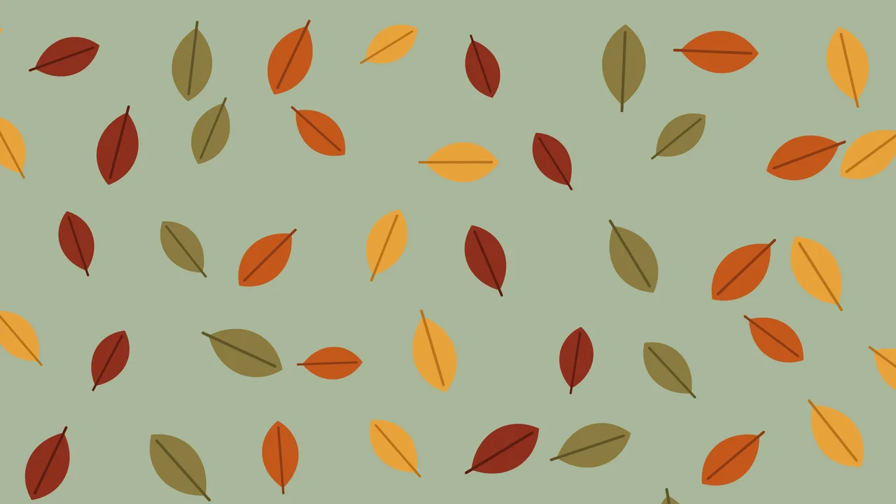Sage Green Autumn Leaves Pattern desktop wallpaper in 4K