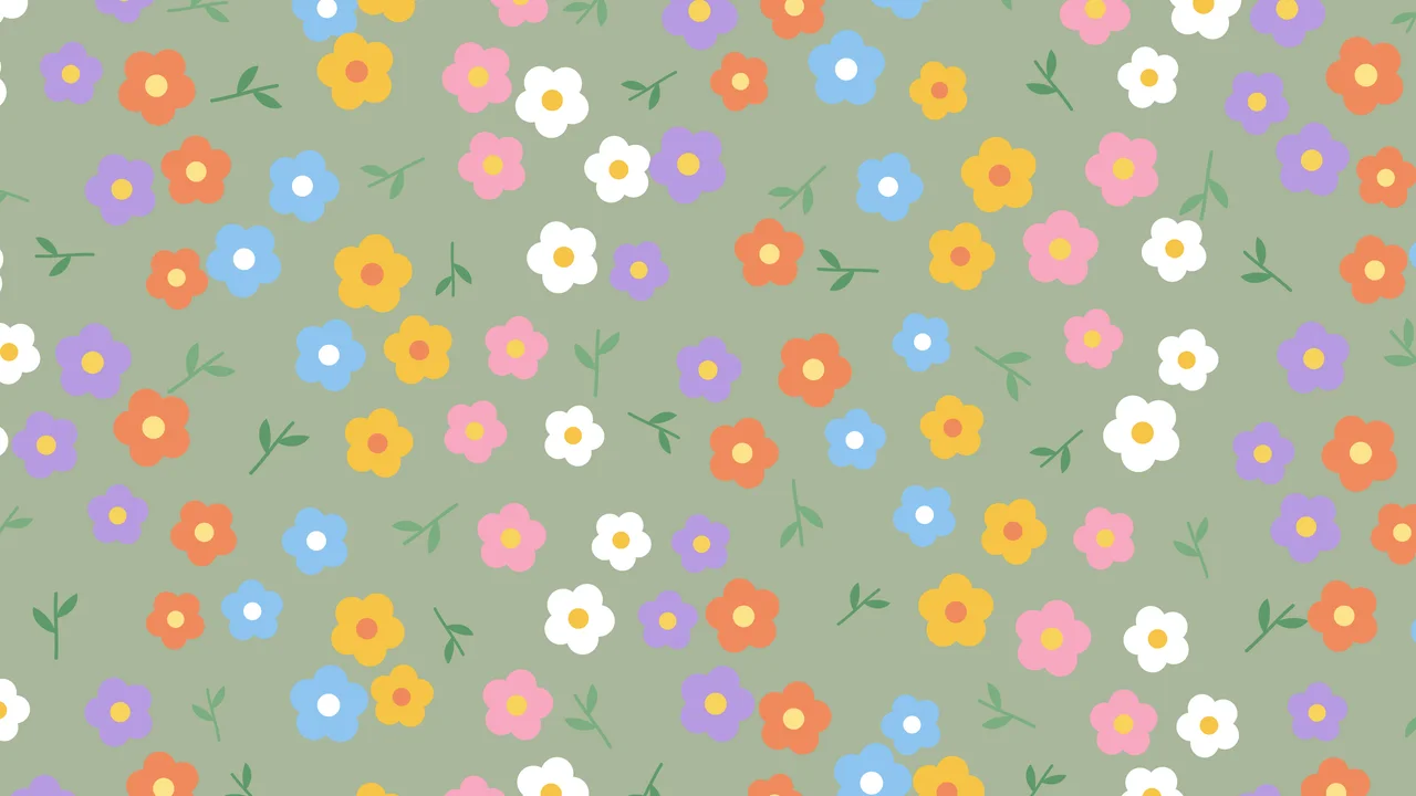 Sage Green Ditsy Floral Pattern desktop wallpaper in 4K