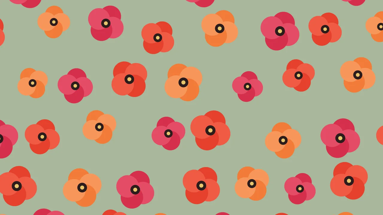 Sage Green Poppy Flower Pattern desktop wallpaper in 4K