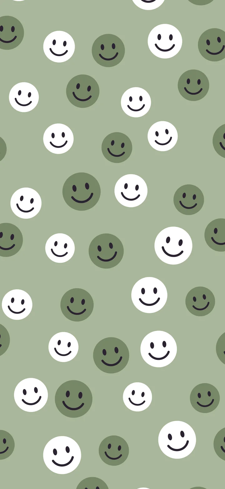 Sage Green Smiley Face Pattern wallpaper for iPhone and Android