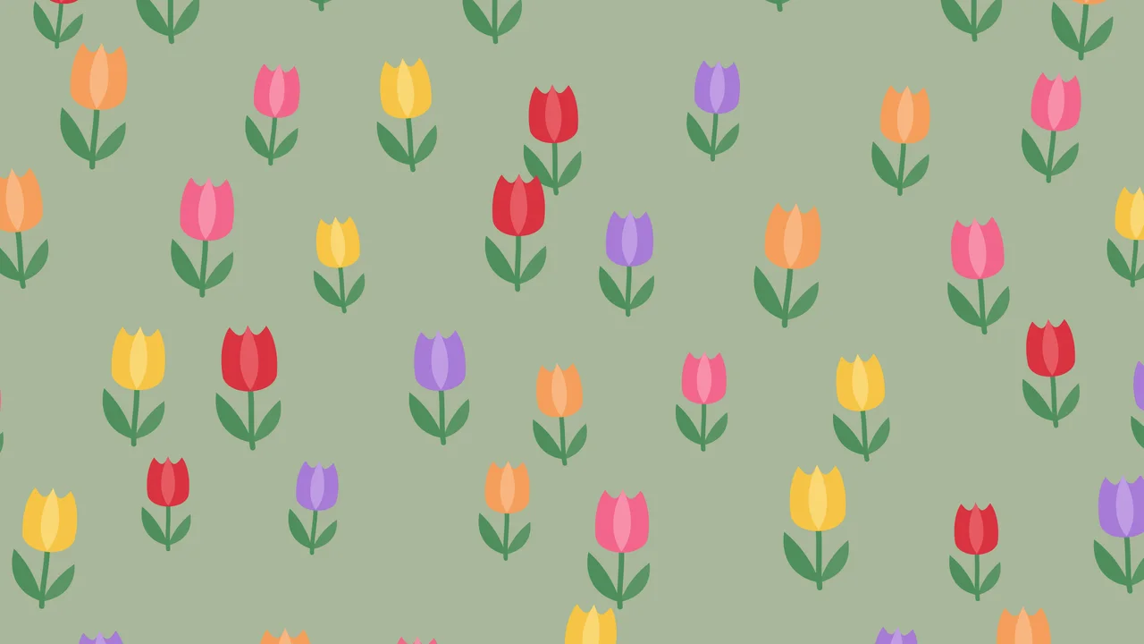 Sage Green Tulip Pattern desktop wallpaper in 4K
