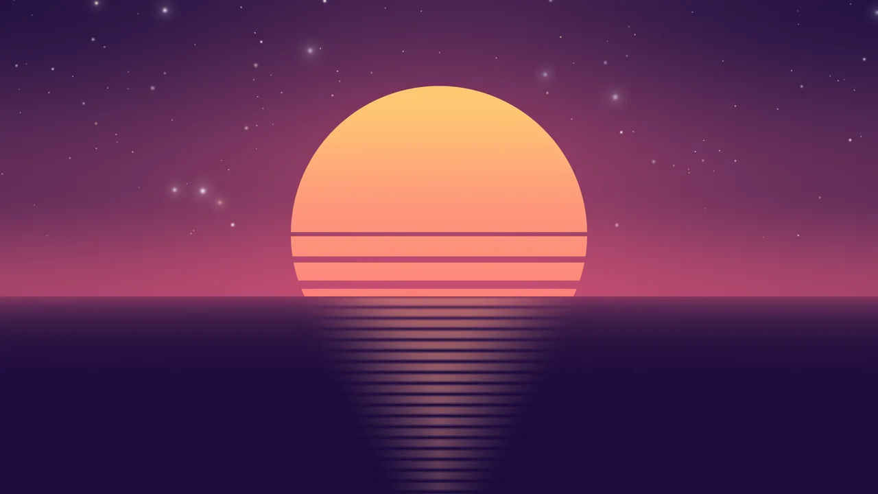 Sunset Retro Striped Sun desktop wallpaper in 4K