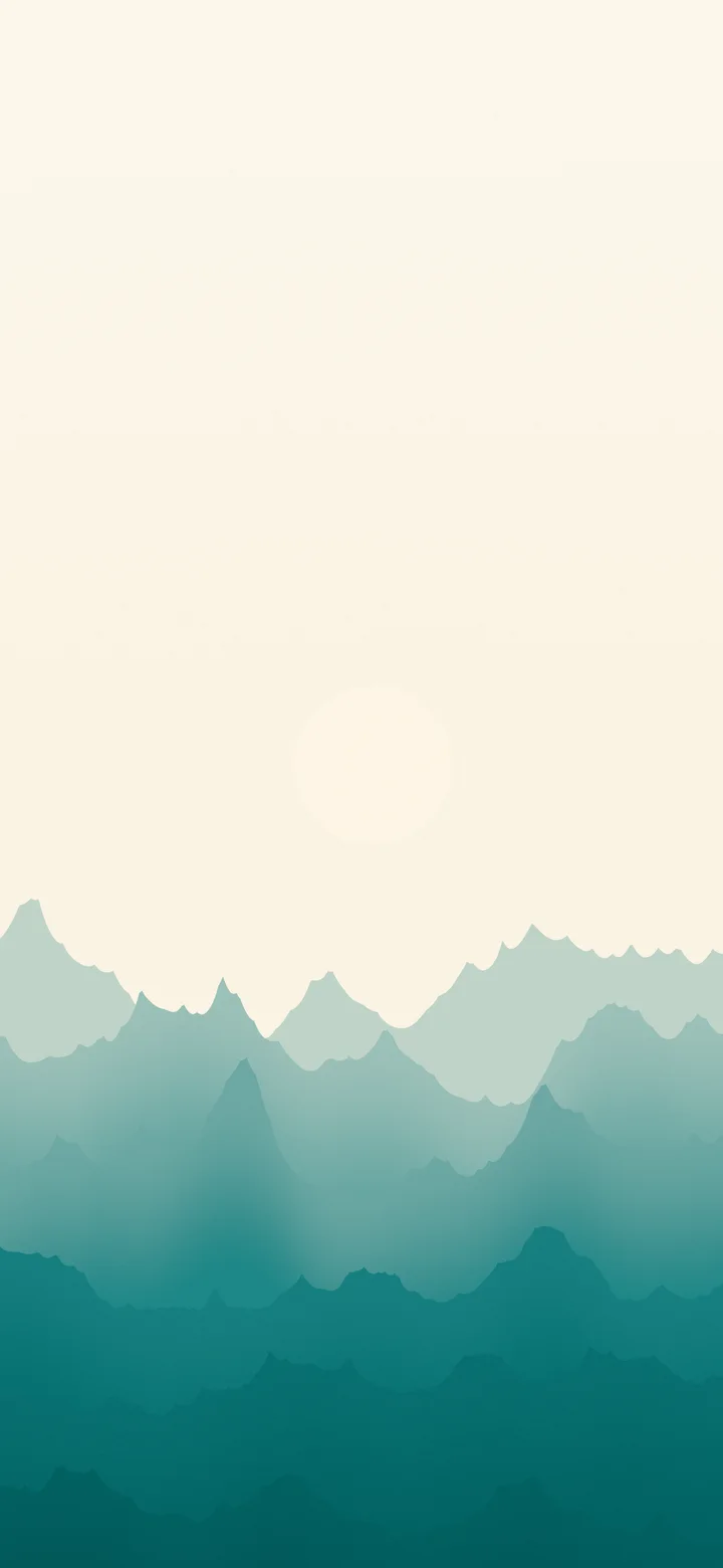 Teal and Cream Minimalist Mountain Landscape wallpaper for iPhone and Android