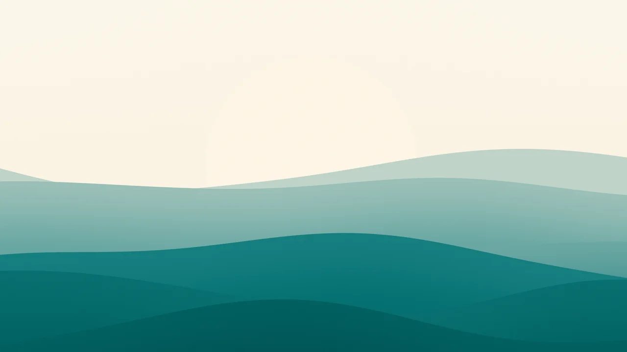 Teal and Cream Minimalist Sunset Hills desktop wallpaper in 4K