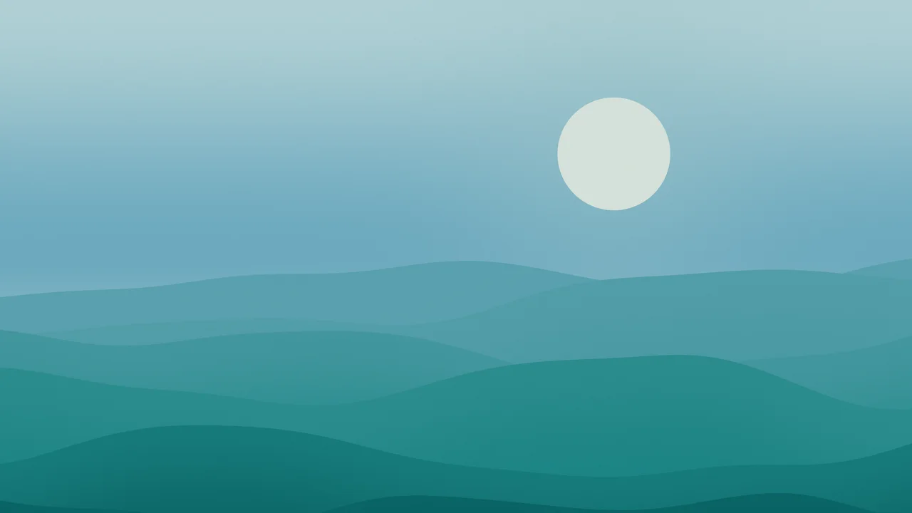 Teal Minimalist Desert Dunes desktop wallpaper in 4K