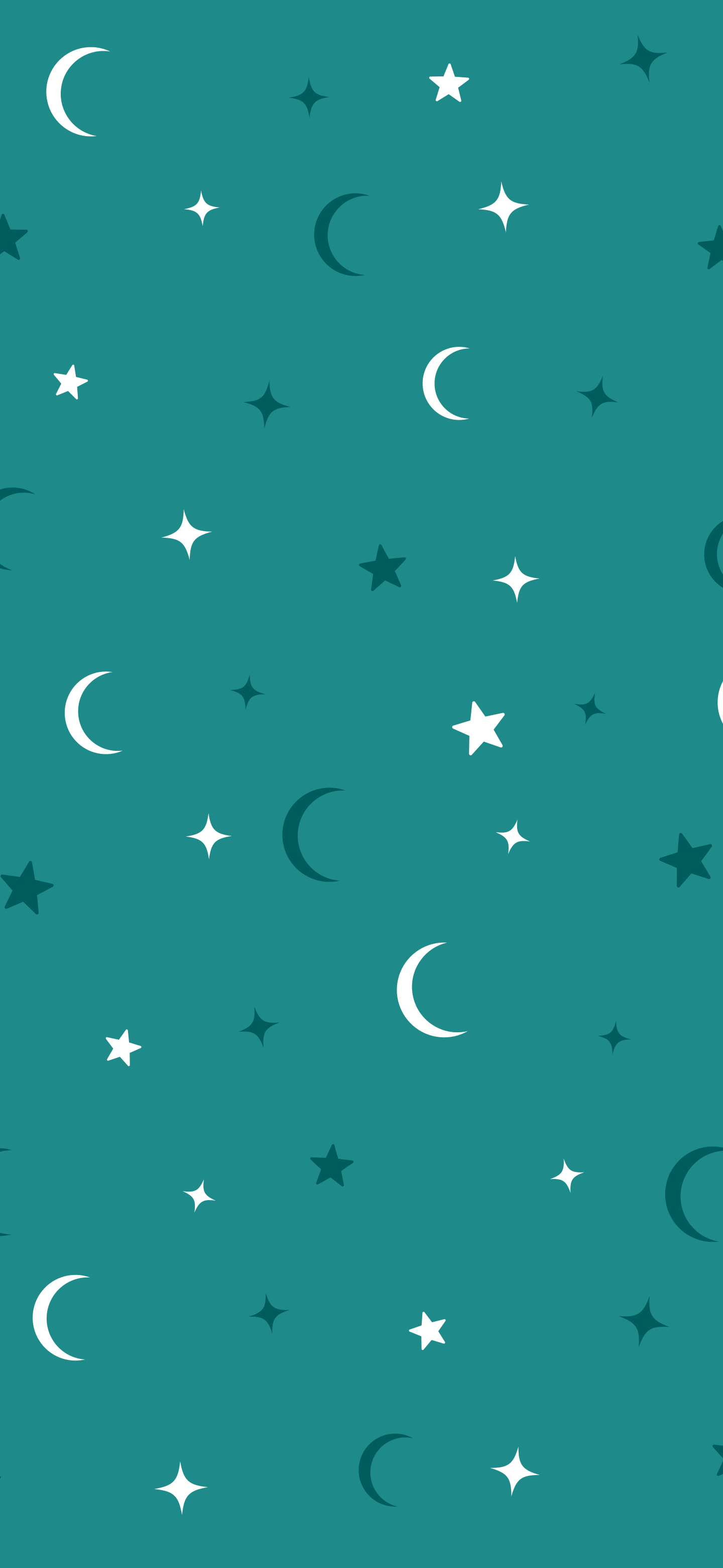 Teal Moon and Stars Pattern wallpaper for iPhone and Android
