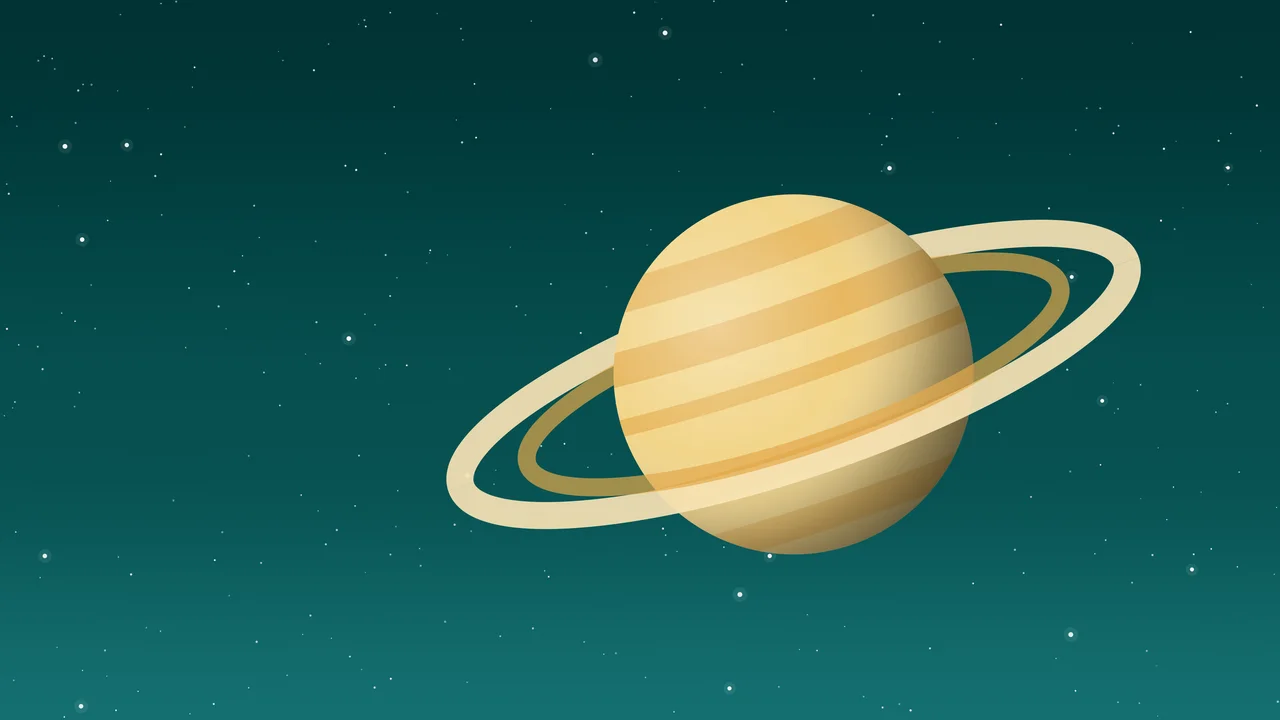 Teal Ringed Planet desktop wallpaper in 4K