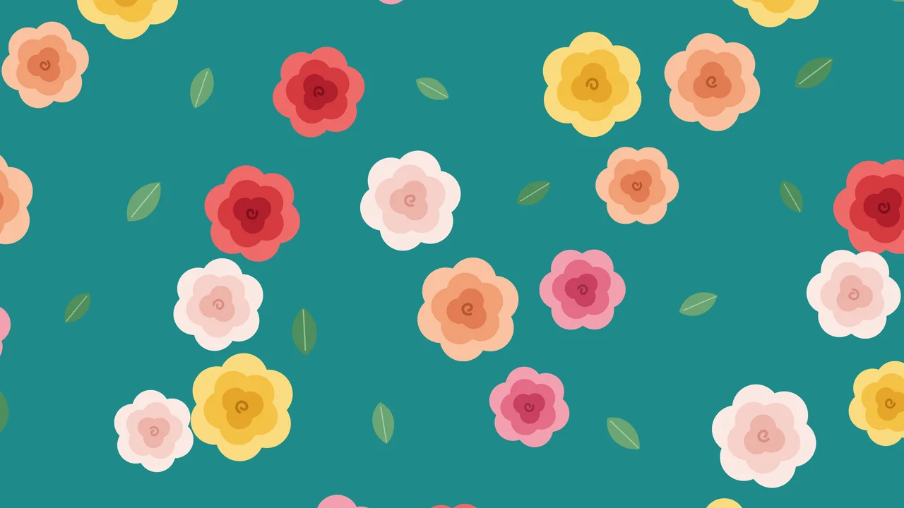 Teal Rose Pattern desktop wallpaper in 4K