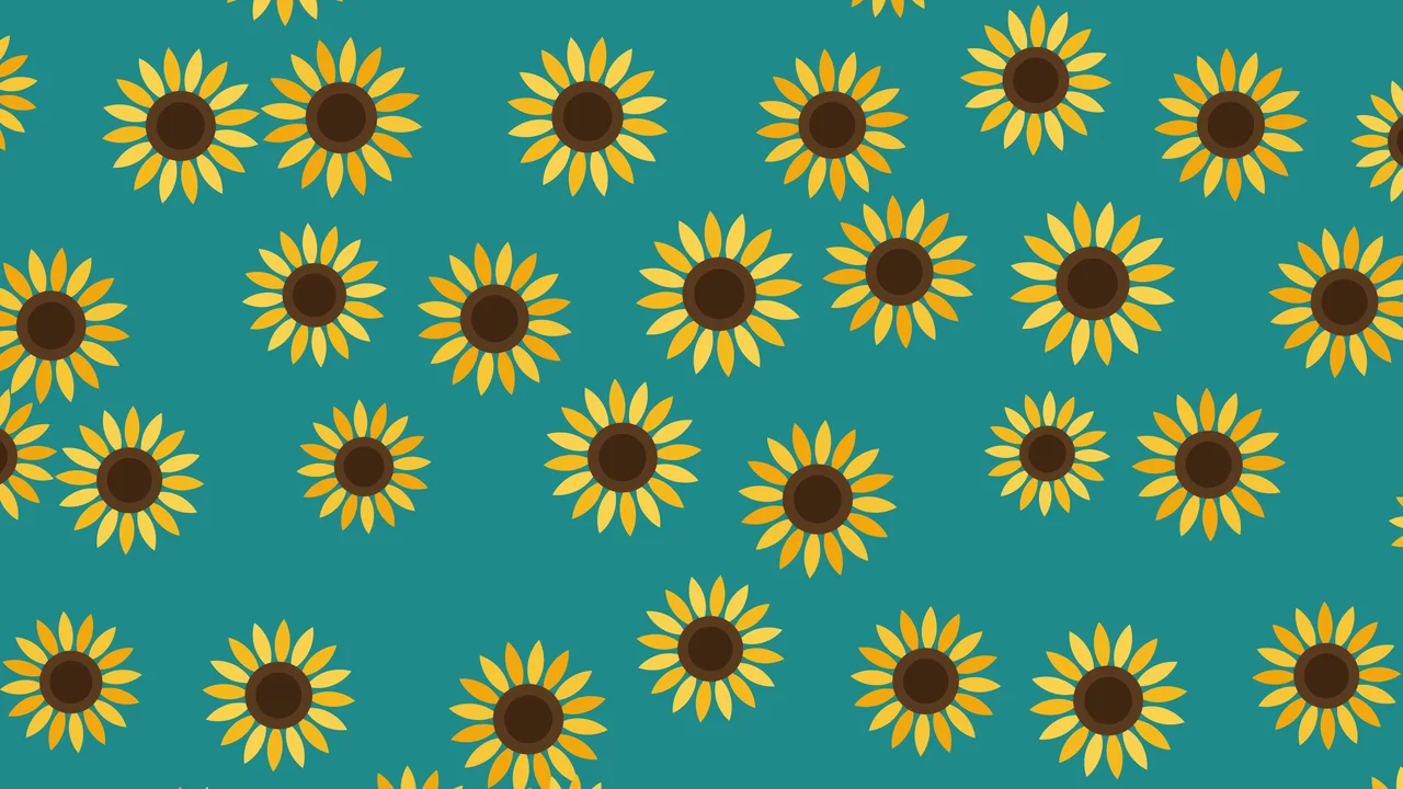 Teal Sunflower Pattern desktop wallpaper in 4K