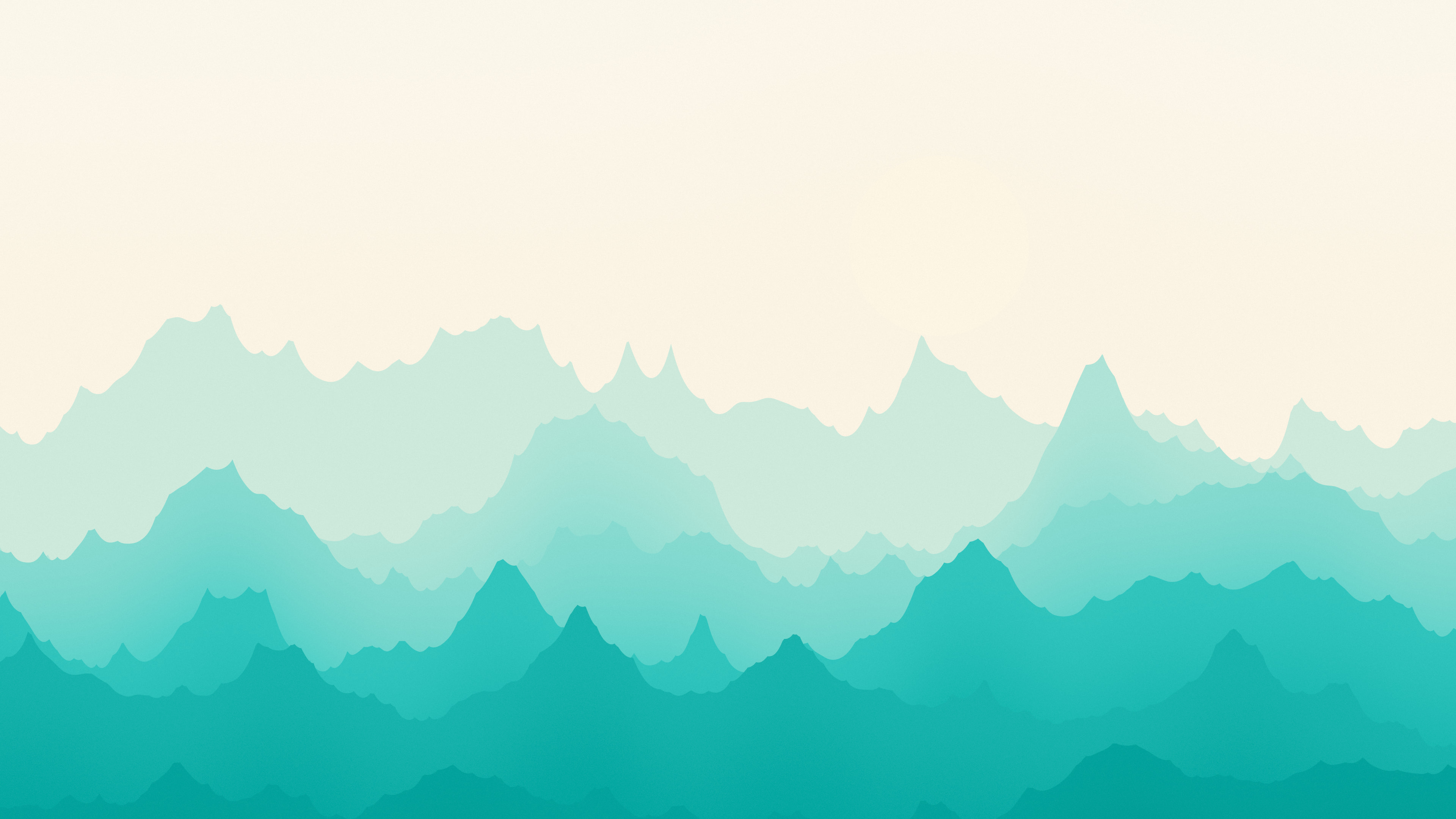 Turquoise and Cream Minimalist Mountain Landscape desktop wallpaper in 4K