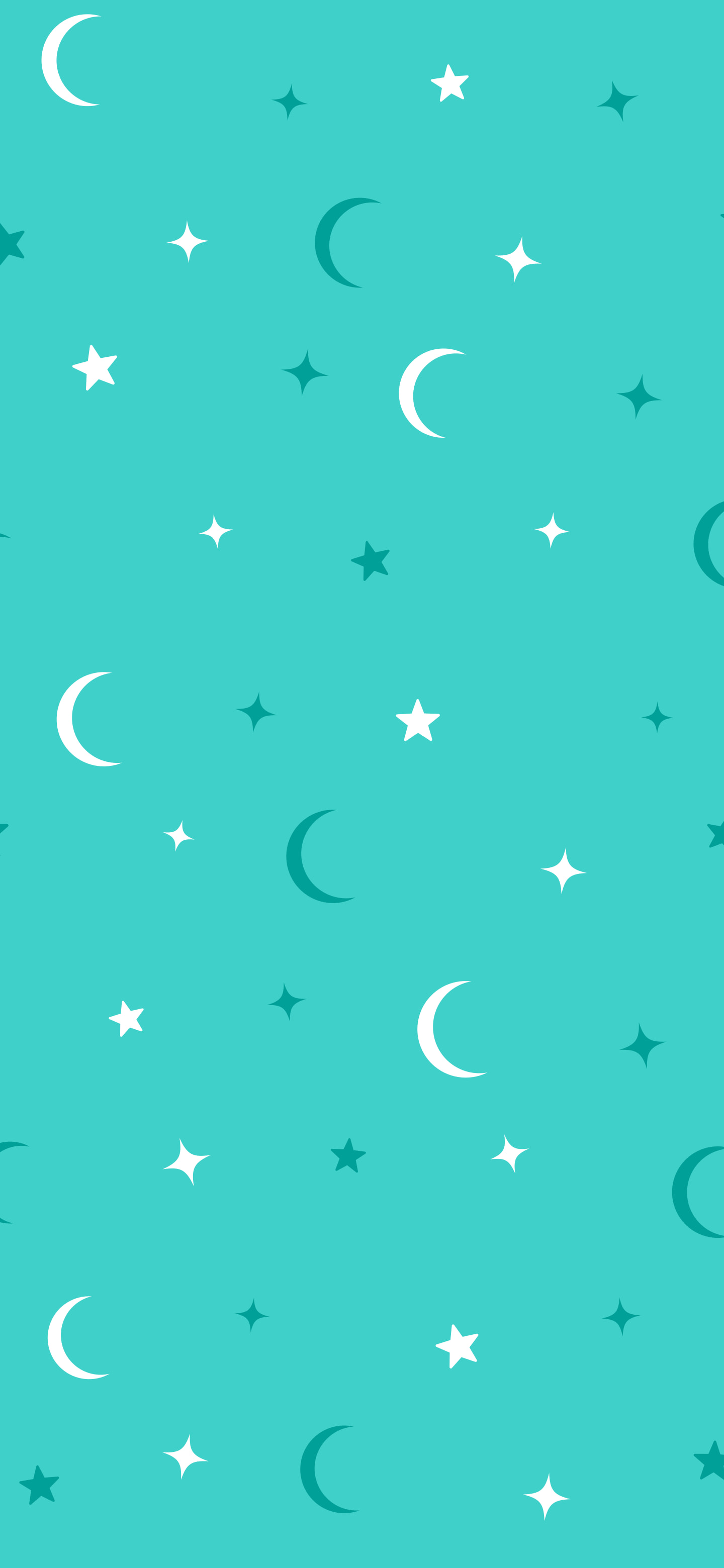Turquoise Moon and Stars Pattern wallpaper for iPhone and Android