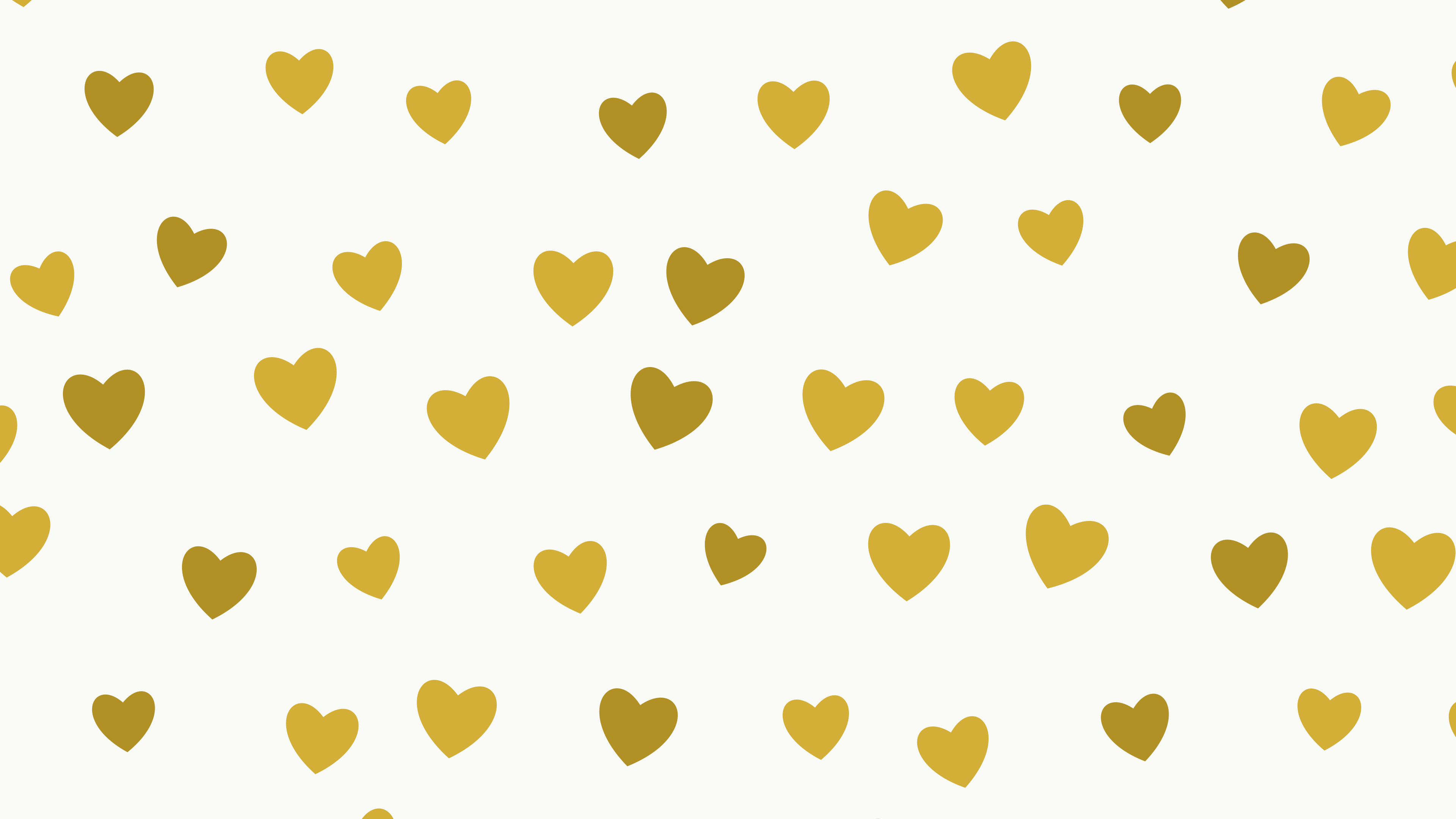 White and Gold Heart Pattern desktop wallpaper in 4K
