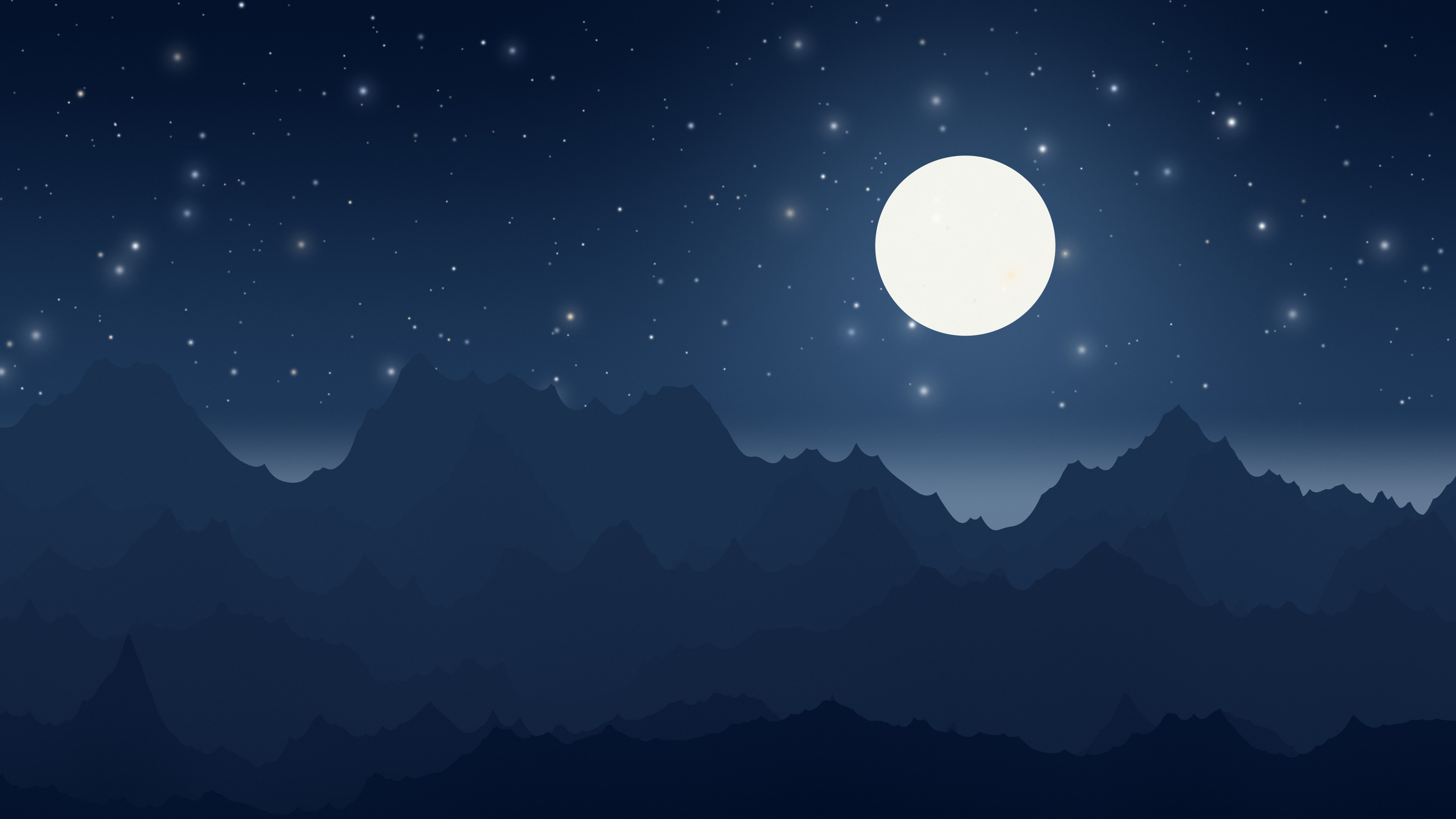 Winter Night Minimalist Mountain Landscape desktop wallpaper in 4K