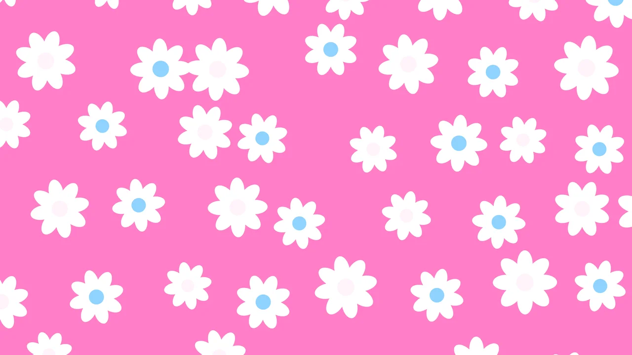 Y2K Pink and Blue Daisy Flower Pattern desktop wallpaper in 4K